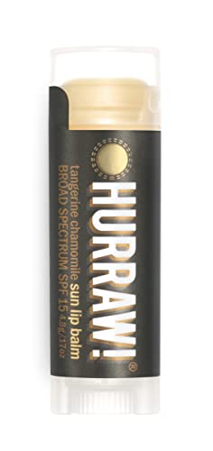Hurraw! Sun Lip Balm (Zinc Oxide Protection, Broad Spectrum SPF 15, Tangerine, Chamomile): Organic, Certified Vegan, Gluten Free. Non-GMO, 100% Natural. Bee, Shea, Soy and Palm Free. Made in USA