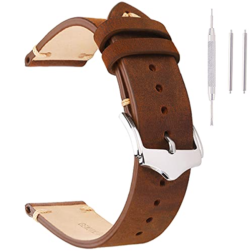 EACHE Leather Watch Bands 22mm for Men Vintage Watch Straps Brown for Women Crazy Horse Leather Replacement Watchband