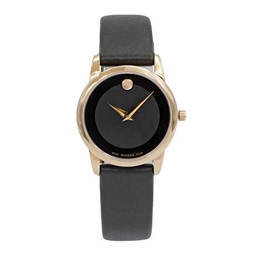 Movado Museum Classic Black Dial Leather Strap Ladies Watch 0607079