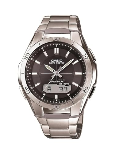 Casio Men's WVA-M640D-1ACR Wave Ceptor Analog-Digital Display Quartz Silver Watch