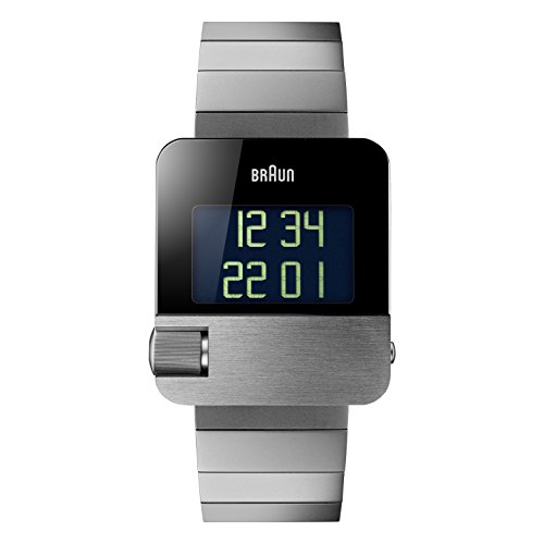 Braun Men's BN0106SLBTG Prestige Digital Digital Display Swiss Quartz Silver Watch