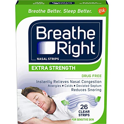 Breathe Right | Extra Strength | Tan Nasal Strips | Help Stop Snoring | Drug-Free Solution & Instant Nasal Congestion Relief Caused by Colds & Allergies | 26 Count