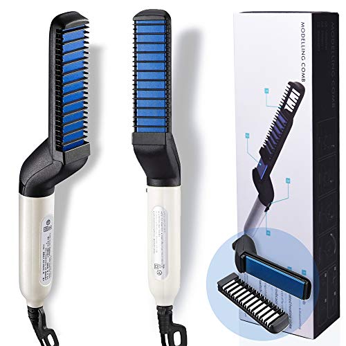 Cutie Academy Ionic Beard Straightening Comb - Detangling & Volumizing & Styling Beard Straightening Brush for Men - Portable Heating Beard Straightener with Anti-Scald Feature