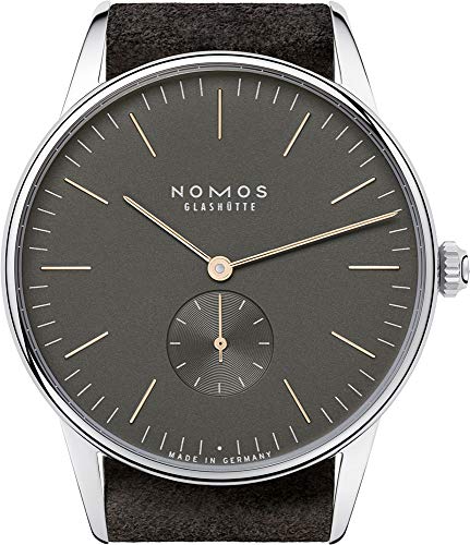 Nomos Orion 1989 Anthracite Dial Velour Leather Strap Mens Watch 385