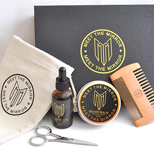 Beard oil kit-beard growth-beard grooming set-ultimate luxury beard care gift set- beard balm- comb- complete mustache and beard styling products- soften condition facial hair-all natural