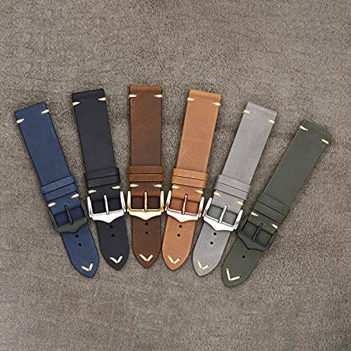 EACHE Leather Watch Bands 22mm for Men Vintage Watch Straps Brown for Women Crazy Horse Leather Replacement Watchband