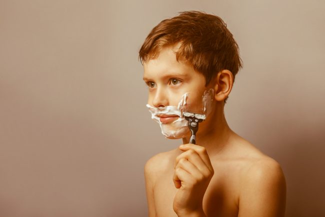 boy shaving