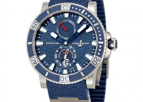Ulysse Nardin Maxi Marine Diver Titanium Blue Dial Blue Rubber Mens Watch