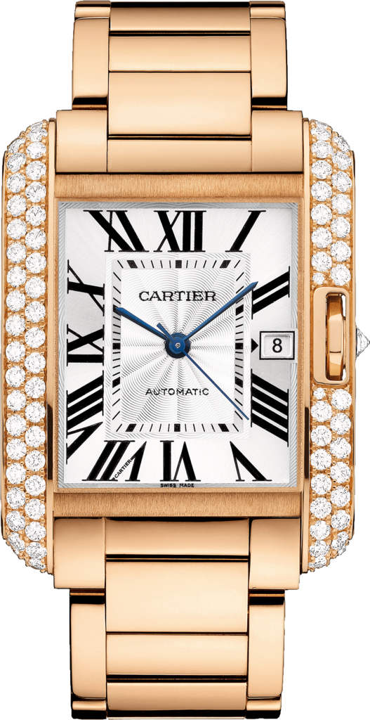 best mens luxury watch - Cartier 18k Rose Gold & Diamond Tank Anglaise Extra-Large Model